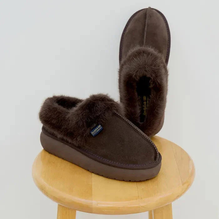 [Rockfish Weatherwear] CLOUDY FLATFORM FUR MULES Rockfish Weatherwear Mule Shoes