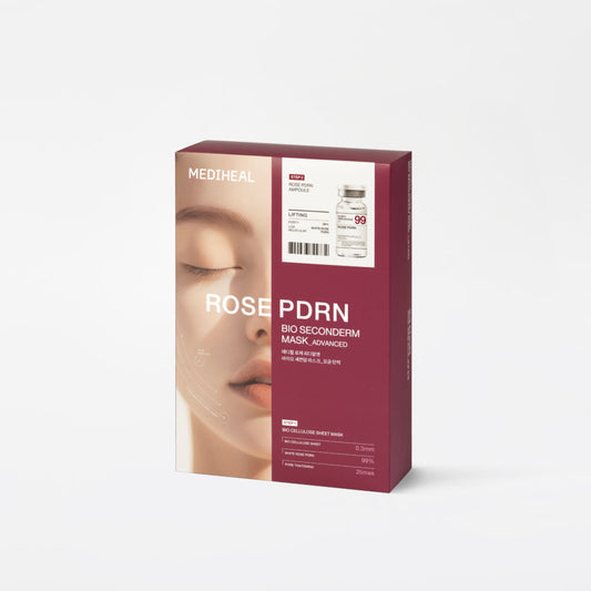 Rose PDRN Bio Seconderm Mask Pore Tightening (Ampoule 4ml + Mask 23ml) X 10ea, MEDIHEAL MEDIHEAL Jelly Sheet Mask
