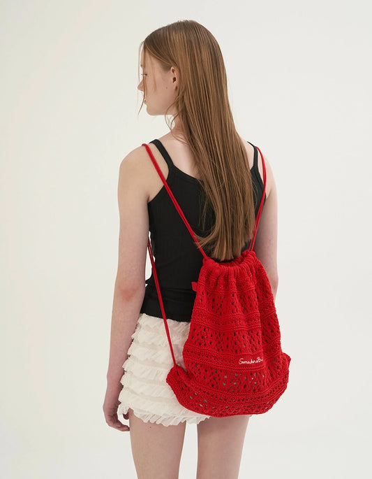 SOMEWHERE BUTTER. Yogurt knit string bag-1