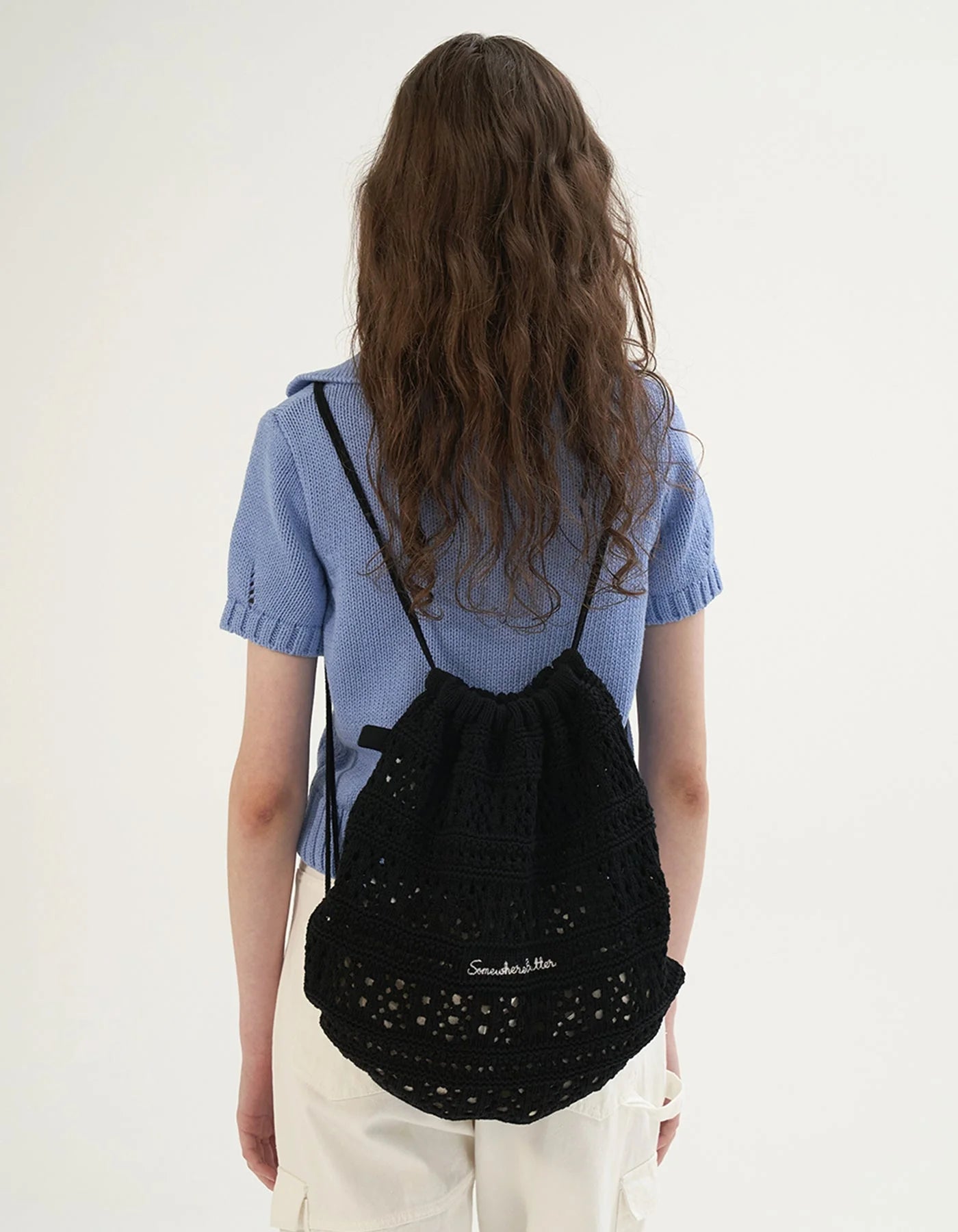 SOMEWHERE BUTTER. Yogurt knit string bag-1