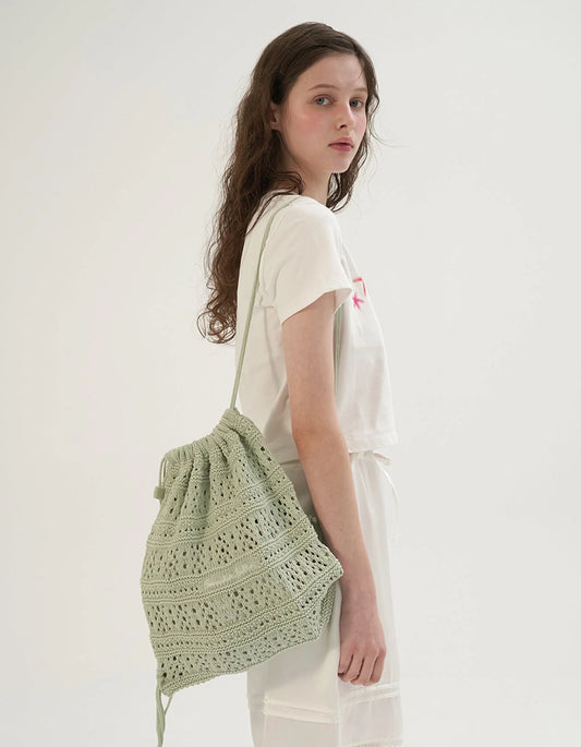 SOMEWHERE BUTTER. Yogurt knit string bag-1