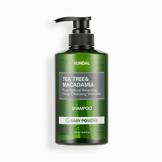 TEA TREE&MACADAMIA Pure Natural Balancing Deep Cleansing Shampoo 500ml #BABY POWDER, KUNDAL-1