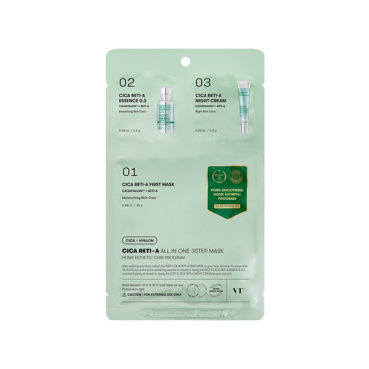 VT Cica Reti-A All In One 3 Step Mask 25g+1.5g+1.5g X 5ea