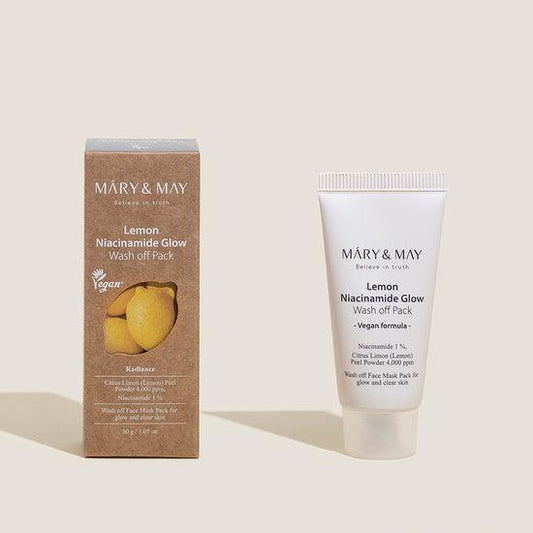 Vegan Lemon Niacinamide Glow Wash off Pack 30g, MARY & MAY MARY & MAY Wash Off Mask