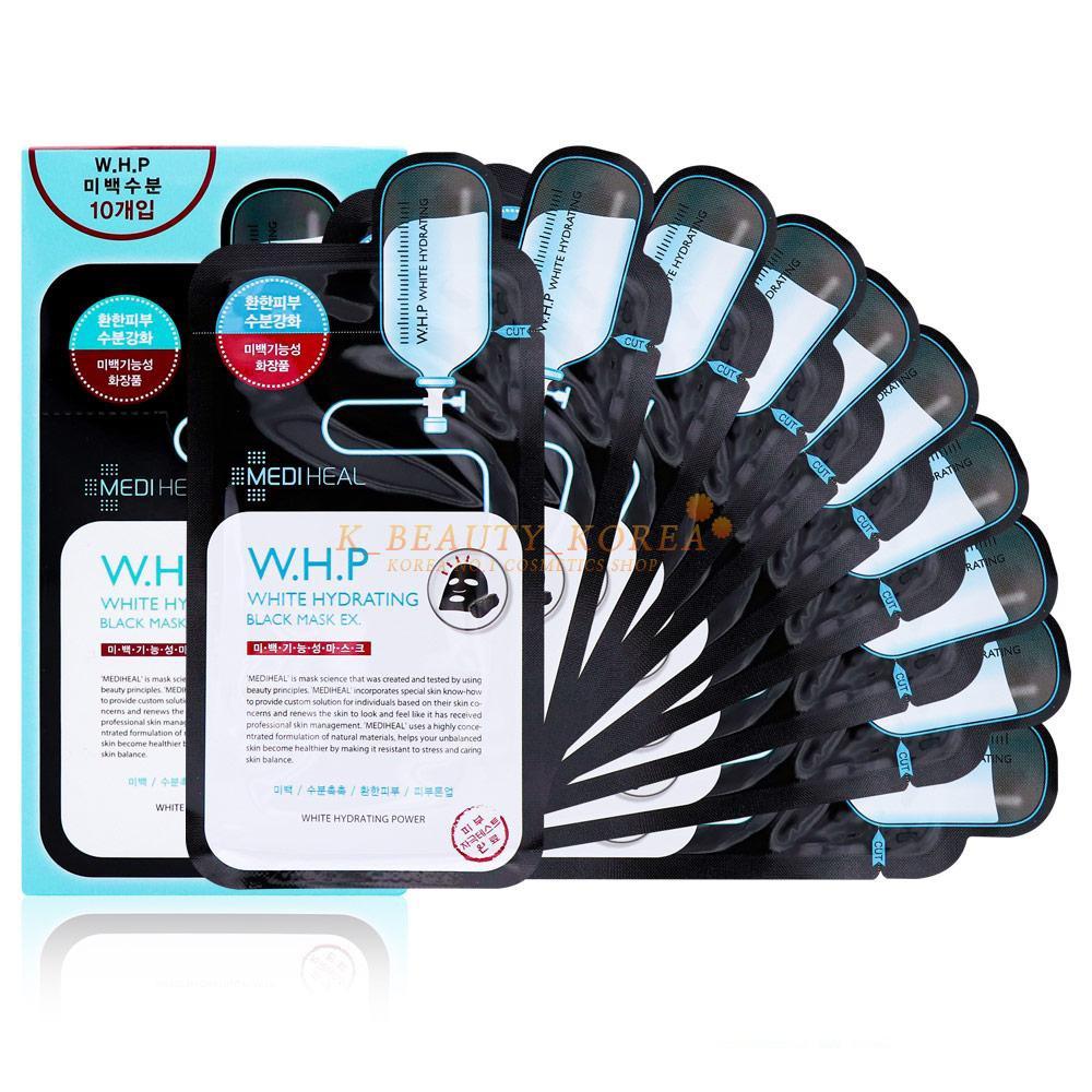 W.H.P White Hydrating Black Mask EX 25ml x 10ea, MEDIHEAL MEDIHEAL Sheet Mask