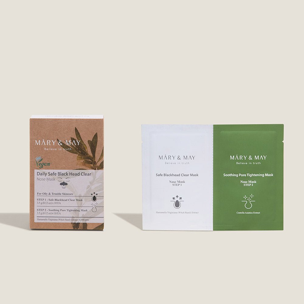Daily Safe Black Head Clear Nose Mask [Step1 3.5g+Step2 3.5g] X 10pcs, MARY & MAY MARY & MAY Mask Pack