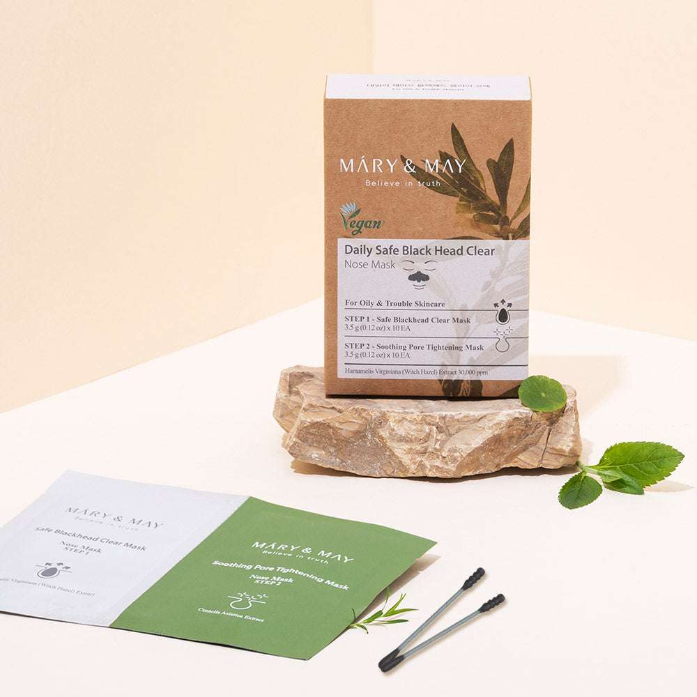 Daily Safe Black Head Clear Nose Mask [Step1 3.5g+Step2 3.5g] X 10pcs, MARY & MAY MARY & MAY Mask Pack