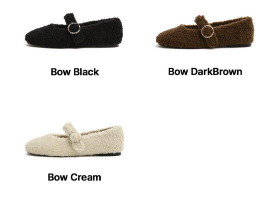 [mac moc] Fluffy Lined Warm Mary Jane Flats