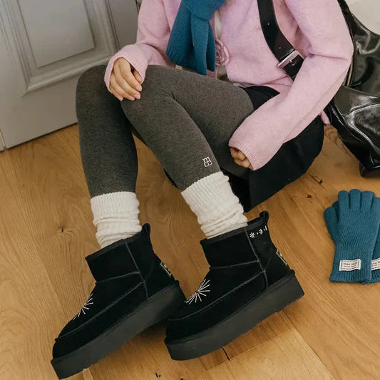 [mac moc] Nun Kkot Snowflake Genuine Cowhide Ugg Boots