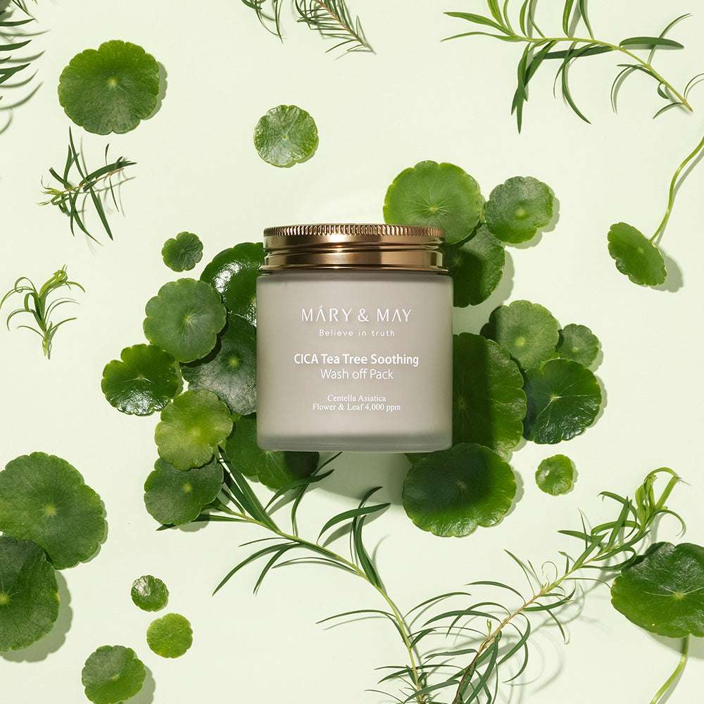 Vegan CICA TeaTree Soothing Wash off Pack 125g, MARY & MAY MARY & MAY Mask Pack