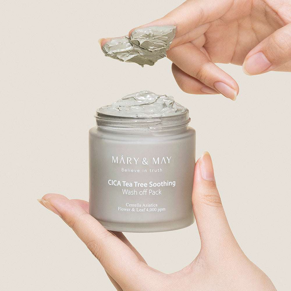 Vegan CICA TeaTree Soothing Wash off Pack 125g, MARY & MAY MARY & MAY Mask Pack