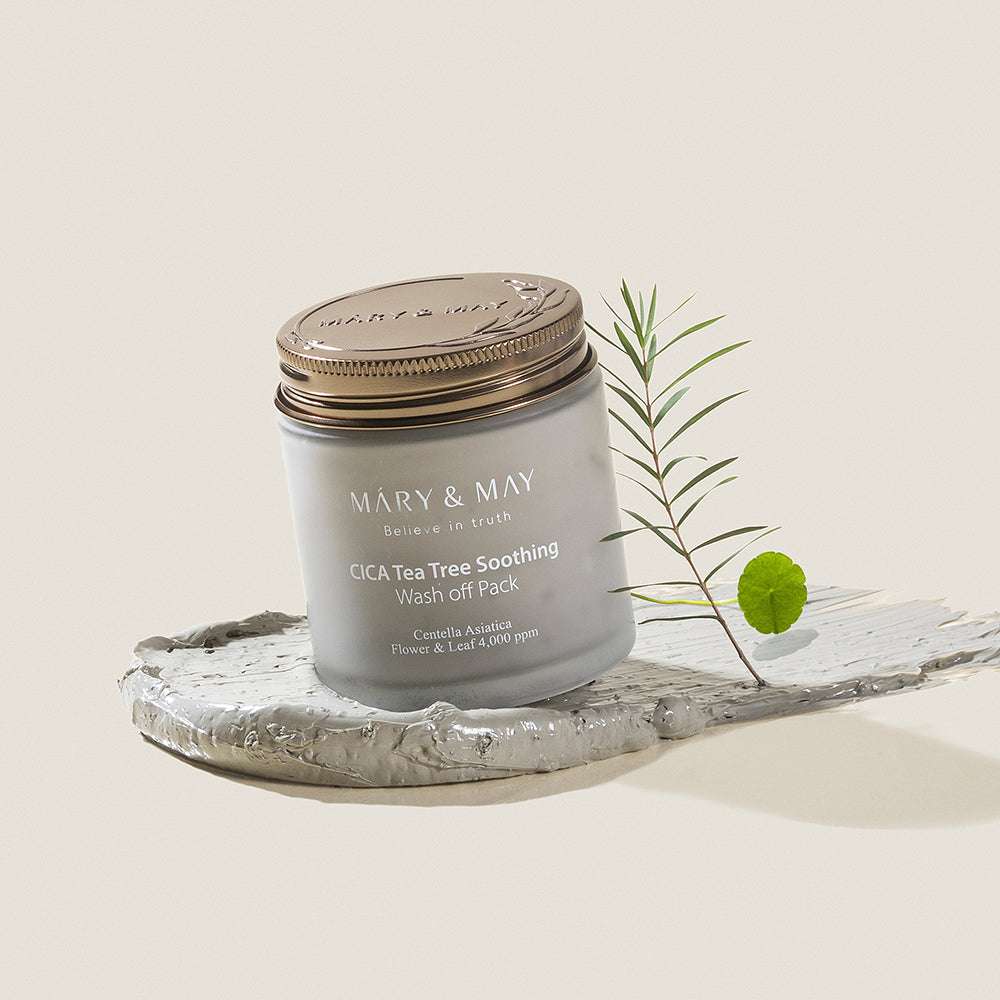 Vegan CICA TeaTree Soothing Wash off Pack 125g, MARY & MAY MARY & MAY Mask Pack