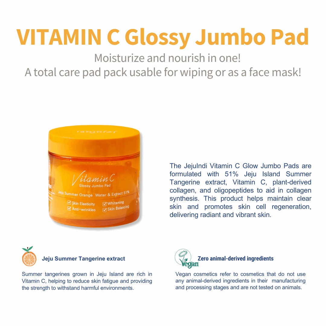 Vitamin C Glossy Jumbo Pad 160ml, JEJU INDI JEJU INDI Hydrating Toner